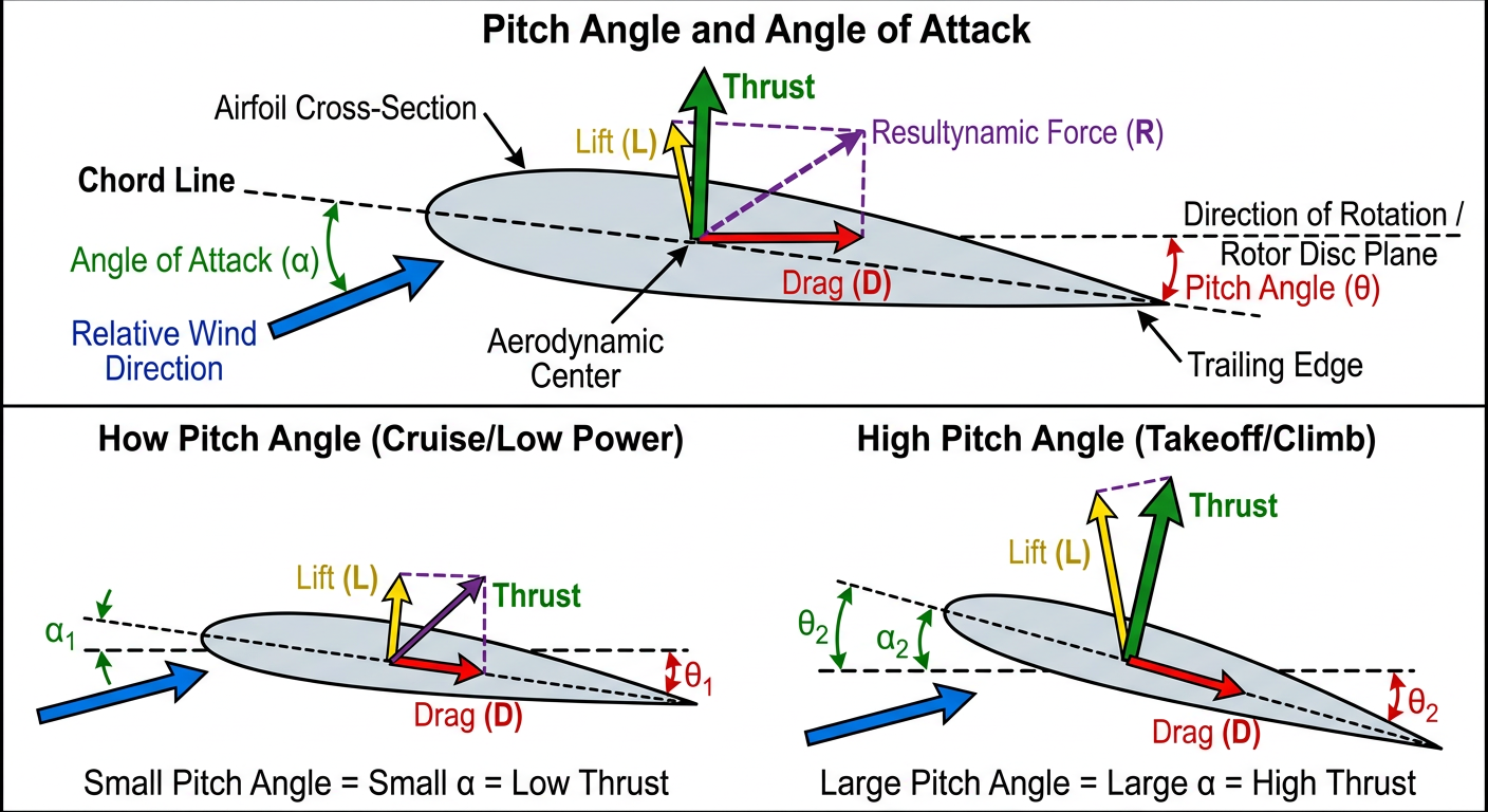 Study diagram for Blade Pitch & Angle of Attack