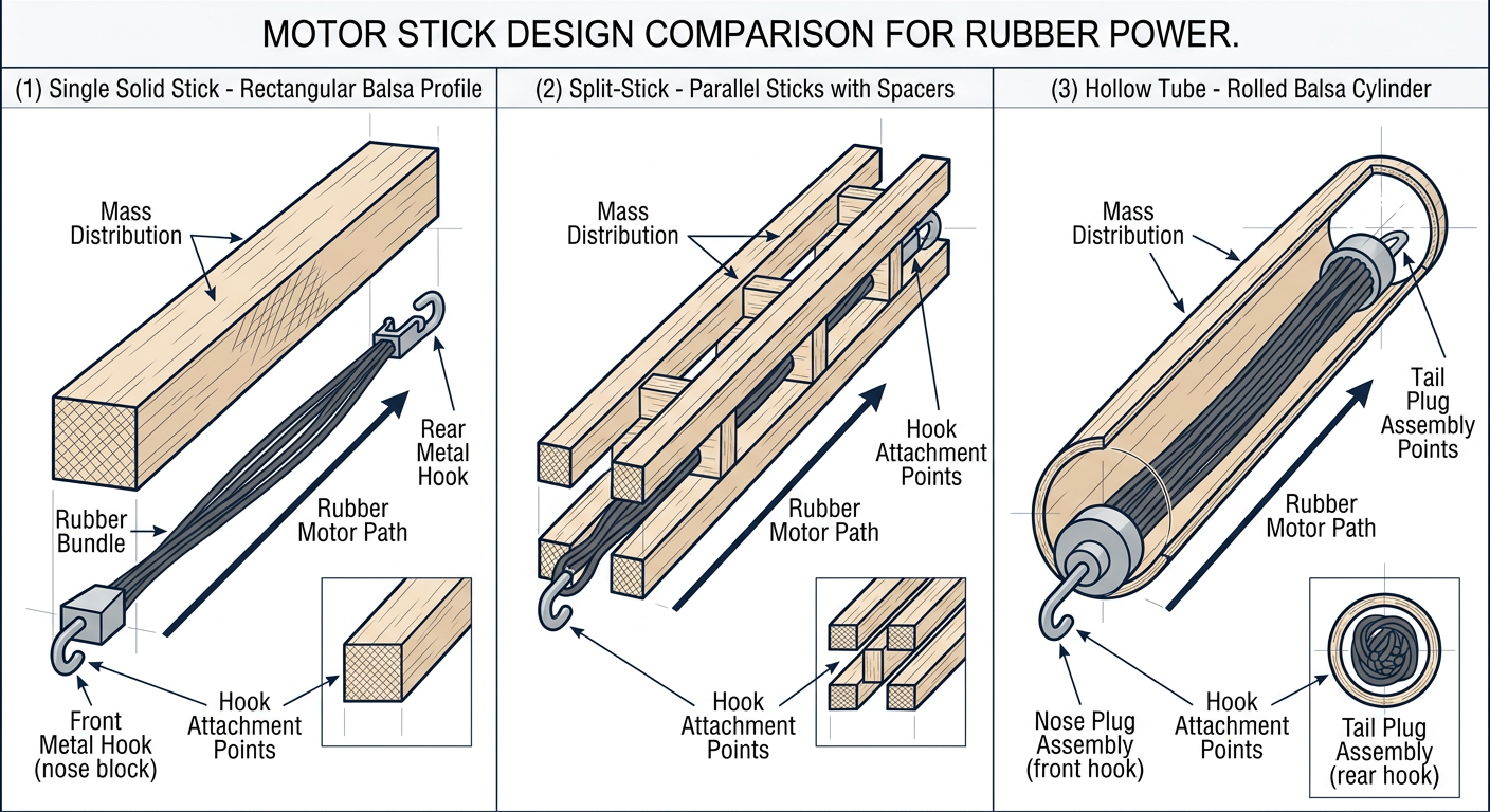 Study diagram for Motor Stick Designs: Single-Stick vs. Split-Stick vs. Hollow Tube
