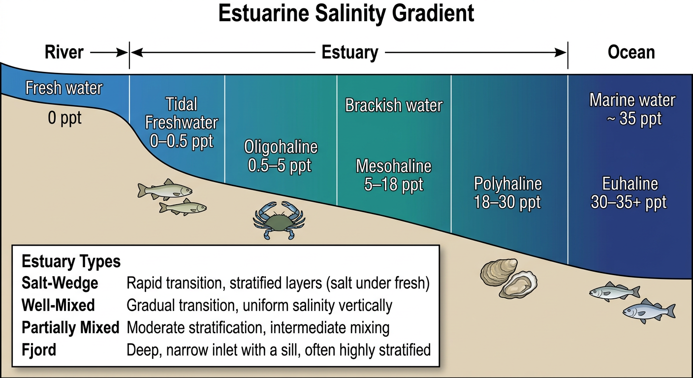 Study diagram for Estuaries — Types, Salinity, and Ecosystem Services